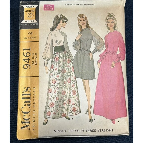 Hostess PJ Sewing Pattern McCalls Size 14 Misses Cocktail Party Dress Vtg 1968 - Picture 1 of 5